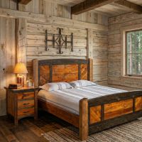 Rustic Nightstand: Some lifestyle images are created with AI for visualization purposes. Crafted from natural solid wood, each piece is unique and will vary.
