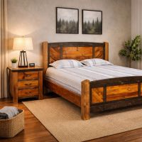 Nightstand: Some lifestyle images are created with AI for visualization purposes. Crafted from natural solid wood, each piece is unique and will vary.