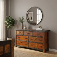 7 Drawer Dresser: Some lifestyle images are created with AI for visualization purposes. Crafted from natural solid wood, each piece is unique and will vary.