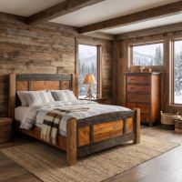 Rustic Bed: Some lifestyle images are created with AI for visualization purposes. Crafted from natural solid wood, each piece is unique and will vary.