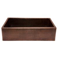 35" Apron Front Oil Rubbed Bronze Hammered Copper Single Basin Kitchen Sink