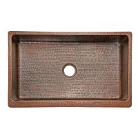 35" Apron Front Oil Rubbed Bronze Hammered Copper Single Basin Kitchen Sink