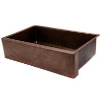 35" Apron Front Oil Rubbed Bronze Hammered Copper Single Basin Kitchen Sink