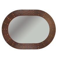 35″ Oval Forged Rivet Oil Rubbed Bronze Hammered Copper Mirror