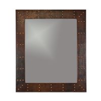 36″ Rectangular Forged Rivet Oil Rubbed Bronze Hammered Copper Mirror