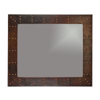 36″ Rectangular Forged Rivet Oil Rubbed Bronze Hammered Copper Mirror