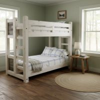Timber Bunk Bed: Some lifestyle images are created with AI for visualization purposes. Crafted from natural solid wood, each piece is unique and will vary.