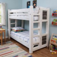 Barnwood Bunk Bed: Some lifestyle images are created with AI for visualization purposes. Crafted from natural solid wood, each piece is unique and will vary.