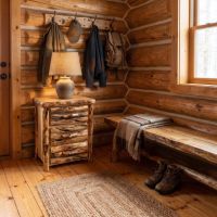 Rustic Chest of Drawers: Some lifestyle images are created with AI for visualization purposes. Crafted from natural solid wood, each piece is unique and will vary.