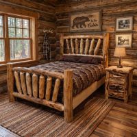 Rustic Nightstands: Some lifestyle images are created with AI for visualization purposes. Crafted from natural solid wood, each piece is unique and will vary.