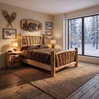 Rustic Nightstands: Some lifestyle images are created with AI for visualization purposes. Crafted from natural solid wood, each piece is unique and will vary.
