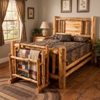 Log Quilt Rack: Some lifestyle images are created with AI for visualization purposes. Crafted from natural solid wood, each piece is unique and will vary.