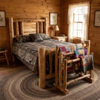 Log Quilt Rack: Some lifestyle images are created with AI for visualization purposes. Crafted from natural solid wood, each piece is unique and will vary.
