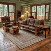 Rustic End Table: Some lifestyle images are created with AI for visualization purposes. Crafted from natural solid wood, each piece is unique and will vary.