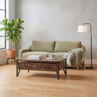 Modern Coffee Table: Some lifestyle images are created with AI for visualization purposes. Crafted from natural solid wood, each piece is unique and will vary.