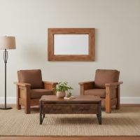 Modern Coffee Table: Some lifestyle images are created with AI for visualization purposes. Crafted from natural solid wood, each piece is unique and will vary.