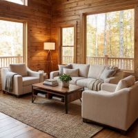 Modern Coffee Table: Some lifestyle images are created with AI for visualization purposes. Crafted from natural solid wood, each piece is unique and will vary.