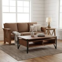 Modern Coffee Table: Some lifestyle images are created with AI for visualization purposes. Crafted from natural solid wood, each piece is unique and will vary.