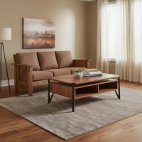 Modern Coffee Table: Some lifestyle images are created with AI for visualization purposes. Crafted from natural solid wood, each piece is unique and will vary.