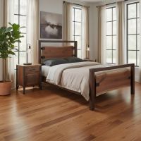 Barnwood End Table: Some lifestyle images are created with AI for visualization purposes. Crafted from natural solid wood, each piece is unique and will vary.