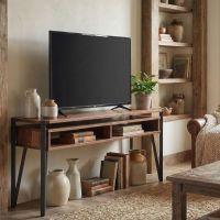Barnwood Entertainment Center: Some lifestyle images are created with AI for visualization purposes. Crafted from natural solid wood, each piece is unique and will vary.
