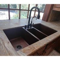 42" Oil Rubbed Bronze Hammered Copper Triple Basin Kitchen Sink