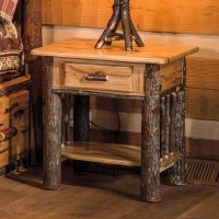 Saranac 1 Drawer Hickory Log Nightstand