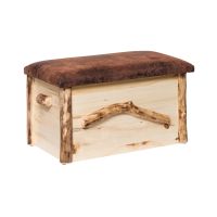 Rustic Colorado Aspen Log Blanket Chest - Upholstered Seat Blanket Chest