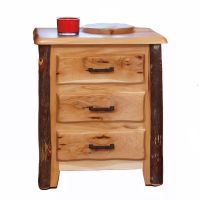 Saranac Hickory Wavy 3 Drawer Log Nightstand