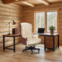 Executive Office Chair: Some lifestyle images are created with AI for visualization purposes. Crafted from natural solid wood, each piece is unique and will vary.