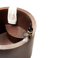 45" Round Japanese Style Oil Rubbed Bronze Hand Hammered Copper Soaking Bathtub
