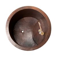 45" Round Japanese Style Oil Rubbed Bronze Hand Hammered Copper Soaking Bathtub