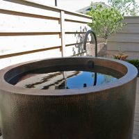 45" Round Japanese Style Oil Rubbed Bronze Hand Hammered Copper Soaking Bathtub