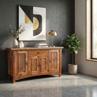 Sideboard: Some lifestyle images are created with AI for visualization purposes. Crafted from natural solid wood, each piece is unique and will vary.