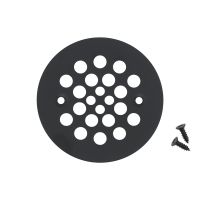 4.25" Round Matte Black Solid Brass Shower Drain Cover