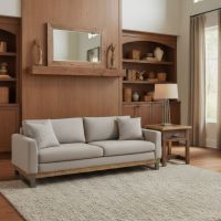 Contemporary End Table: Some lifestyle images are created with AI for visualization purposes. Crafted from natural solid wood, each piece is unique and will vary.
