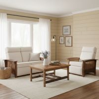 Modern Coffee Table: Some lifestyle images are created with AI for visualization purposes. Crafted from natural solid wood, each piece is unique and will vary.