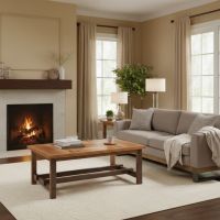 Wood Coffee Table: Some lifestyle images are created with AI for visualization purposes. Crafted from natural solid wood, each piece is unique and will vary.