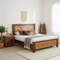 Nightstand: Some lifestyle images are created with AI for visualization purposes. Crafted from natural solid wood, each piece is unique and will vary.