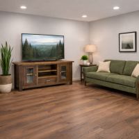 Rustic TV Stand: Some lifestyle images are created with AI for visualization purposes. Crafted from natural solid wood, each piece is unique and will vary.