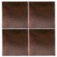 6" Square Oil Rubbed Bronze Hammered Copper Tile