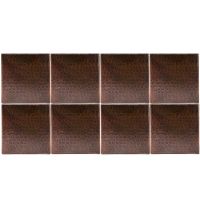 6" Square Oil Rubbed Bronze Hammered Copper Tile