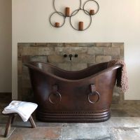 60" Rings Oil Rubbed Bronze Hammered Copper Double Slipper Bathtub