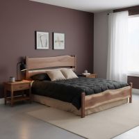 Bed: Some lifestyle images are created with AI for visualization purposes. Crafted from natural solid wood, each piece is unique and will vary.