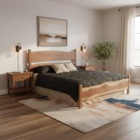 Walnut Nightstand: Some lifestyle images are created with AI for visualization purposes. Crafted from natural solid wood, each piece is unique and will vary.