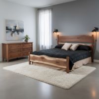 Walnut Bed: Some lifestyle images are created with AI for visualization purposes. Crafted from natural solid wood, each piece is unique and will vary.