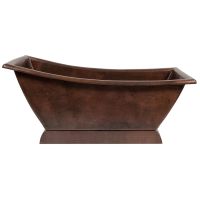 67" Canoa Oil Rubbed Bronze Hammered Copper Single Slipper Bathtub
