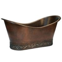 67" Nickel Scroll Oil Rubbed Bronze Hammered Copper Double Slipper Bathtub
