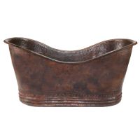 67" Oil Rubbed Bronze Hammered Copper Double Slipper Bathtub