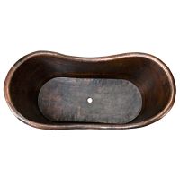 67" Oil Rubbed Bronze Hammered Copper Double Slipper Bathtub